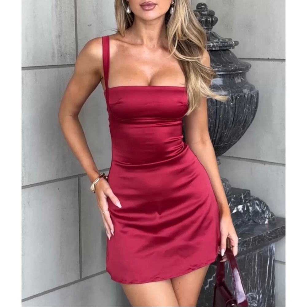 White Fox Boutique Just A Girl Mini Dress | Dark Red